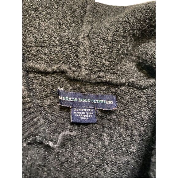 American Eagle Distressed Ripped Cropped Hoodie Zombie Destroyed Sweatshirt - Picture 9 of 14
